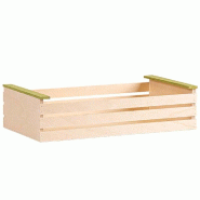 Cagette bois rectangle larges lattes nature/vert 17x11x5cm