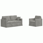Canapé 2 pcs Gris clair 158 x 78 x 80 cm Velours Modèle Apex Terrasse Élite - Matériau naturel 8721364374386