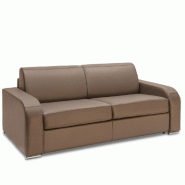 CANAPÉ EXPRESS 160 CM SOFIA EDITION CUIR ET PU CAYENNE TAUPE MATELAS 16 CM