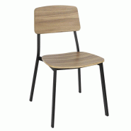 Chaises Beaufort en bois noyer et acier noir - Empilables - Lot de 2 - FU524 | Bolero_0