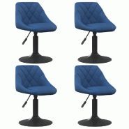 Chaises pivotantes à manger lot de 4 bleu velours Modèle Arlena - 8720286753231