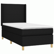 Décoshop26 - Cadre de lit LED avec sommier tête de lit matelas 80x200cm tissu noir TDL0209118 - noir 3001674082726