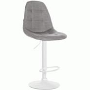 Décoshop26 - Tabouret de bar x1 avec repose-pieds hauteur réglable pivotant assise en tissu gris cadre métallique blanc 10_0004852 - blanc 30002523 Décoshop26 - Tabouret de bar x1 avec repose-pieds hauteur réglable pivotant assise en tissu gris cadre métallique blanc 10_0004852 - blanc 30002523