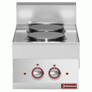 Diamond - Cuisinière électrique 2 plaques rondes -top- "Alpha 650" - réf. E65/2P4T-230V/3-N - gris AKS-E65/2P4T-230V/3-N