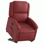 Fauteuil inclinable électrique rouge bordeaux similicuir Modèle Marvion - 8721012167322
