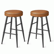 Helloshop26 - Collection ekho tabouret de bar lot de 2 chaise de cuisine siège haut en pu avec coutures hauteur assise 63 cm pour 12_0005187 - 300022