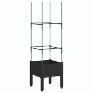 Helloshop26 - Jardinière bac lit surélevé plantes fleurs terrasse jardin avec treillis 40 x 40 x 142,5 cm PP noir 02_0038297 - 3000214209258 Helloshop26 - Jardinière bac lit surélevé plantes fleurs terrasse jardin avec treillis 40 x 40 x 142,5 cm PP noir 02_0038297 - 3000214209258