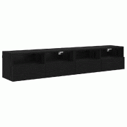 Helloshop26 - Lot de 2 meubles TV muraux design moderne 80 x 30 x 30 cm en bois d'ingénierie chêne noir 02_0052795 - noir Bois massif 3000237594997