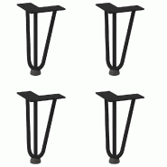 Helloshop26 - Lot de 4 pieds en épingle à cheveux pour table basse 20 cm design moderne stable en acier massif noir 02_0056731 - noir acier 30002396