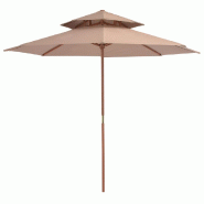 Helloshop26 - Parasol double avec mât en bois 270 cm taupe 02_0008440 - 3000450782720