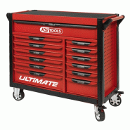 KS TOOLS - 809.0013 - Servante d'atelier Vide Ultimate 13 tiroirs - Caisse à Outil - Couleur Rouge -Plateau INOX - Porte flacons - 4042146387559