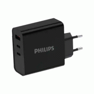 PHILIPS Chargeur secteur 65W 2 ports USB Type C et 1 USB