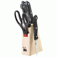 Renberg - Jeu de 4 Couteaux en Acier Inoxydable avec Support en Bois - Collection Bonn - marron inox Q2010
