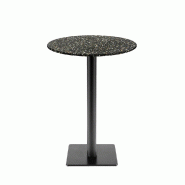 RestooTab - Mange-debout Milan T Ø50cm décor terrazzo black chip - noir fonte TB-MITFF-R50M-BL.CHI