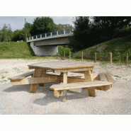 Table de pique-nique traditionnelle / accessible pmr / bois / polygonale