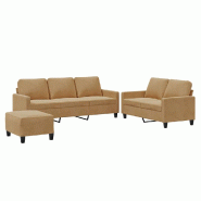 VidaXL Ensemble de canapés 3 pcs avec coussins Marron Velours Modèle Zenithal Horizon - 3201533