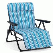Chaise longue pliable COSTWAY, avec coussin, dossier réglable, résistante aux intempéries, jusqu'à 150 kg - bleu métal ZB35519NX