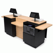 Comptoir caisse noir 2 postes, tablette PMR + cavité monnayeur glory (LIVRÉ MONTÉ) - noir Bois manufacturé 789