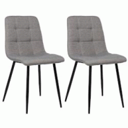 Décoshop26 - Lot de 2 chaises de salle à manger en tissu gris pieds métal noir mat style moderne CDS101105 - gris 3000492169602 Décoshop26 - Lot de 2 chaises de salle à manger en tissu gris pieds métal noir mat style moderne CDS101105 - gris 3000492169602