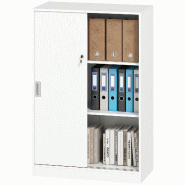 Helloshop26 - Armoire de bureau 2 portes coulissantes 80 x 40 x 120 cm verrouillable rangement moderne en panneaux de particules 21_0002432 - aluminiu