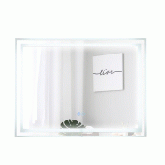 Helloshop26 - Miroir de salle de bain rectangulaire 80 x 60 cm éclairage avant et arrière ambiance cosy en verre argenté 20_0012849 - argenté 3000