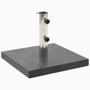 Helloshop26 - Socle de parasol carré 45 x 45 x 5 cm robuste et stable utilisation extérieure finition mate en granit noir 02_0045906 - noir inox 300