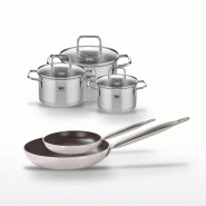Lot 2 Poêles 24/32 cm avec revêtement céramique sans PFAS et 3 Faitouts 14/16/20 cm Elo Bistro Line Citrin - gris 3176239968507