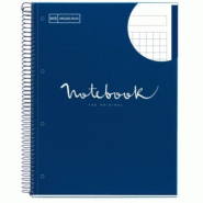 MIQUELRIUS Lot de 5 Cahier Emotions A4, 160p./80 feuilles 90 g/m², reliure intégrale, couverture laminée coloris bleu marine, quadrillé 5x5 - 8422