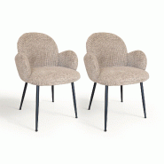 Now's Home - Lot De 2 Fauteuils De Table En Tissu Beige Et Pieds En Metal - 3256390251738 Now's Home - Lot De 2 Fauteuils De Table En Tissu Beige Et Pieds En Metal - 3256390251738