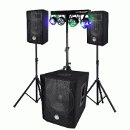 Pack sonorisation BMS1208, Caisson bi-amplifié 1000W, USB Bluetooth, 30cm, Satellites, câbles, Portique + 4 PAR /UV DMX, 18 prog - 3666638037503
