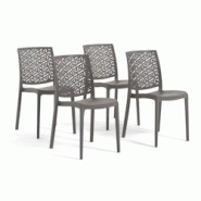 RATTATAN Set 4 Chaises en polypropylène avec fibre de verre empilables pour extérieur et jardin, bar et restaurant, cuisine design moderne - ZORA - RATTATAN Set 4 Chaises en polypropylène avec fibre de verre empilables pour extérieur et jardin, bar et restaurant, cuisine design moderne - ZORA -