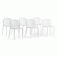 RATTATAN Set de 6 chaises en résine renforcée de fibre de verre, design moderne, empilables pour extérieur, jardin, bar, restaurant, cuisine – El