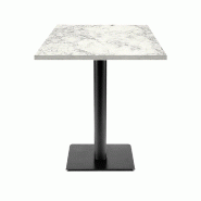 RestooTab - Table Milan T 60x60cm décor marbre bianca luna - blanc fonte TB-MIT-6060M-MB.LUNA