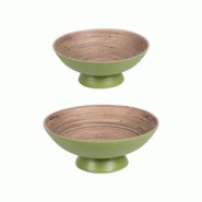 Set de 2 coupes sur pied Bambou - Vert - Diamètres 30 cm et 25 cm - Table Passion Set de 2 coupes sur pied Bambou - Vert - Diamètres 30 cm et 25 cm - Table Passion
