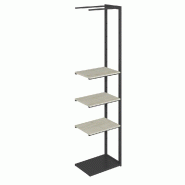 Suite structure Cage noir base métal 58x40x240cm 3 tablettes érable
