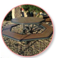 Table octogonale - Assise et plan de table en stratifié et pieds en tube acier - 10900134