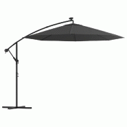 VidaXL Parasol de jardin en porte-à-faux et lumières LED mât en acier Modèle Zéphyr Terrasse Plus - noir 44521