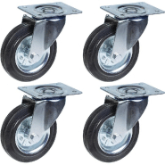 160mm 6" roulettes en caoutchouc, pivotantes, capacité de charge de 600kg, jeu de 4 160mm 6" roulettes en caoutchouc, pivotantes, capacité de charge de 600kg, jeu de 4