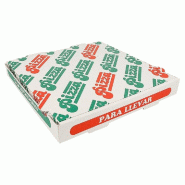 Boite pizza The Pack carton nano micro blanc,vert et rouge 26x26x3.8cm - par 100
