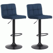 Décoshop26 - Lot de 2 tabourets de bar en velours bleu coutures décoratives piètement métal noir 10_0004143 - bleu 3000251952308 Décoshop26 - Lot de 2 tabourets de bar en velours bleu coutures décoratives piètement métal noir 10_0004143 - bleu 3000251952308