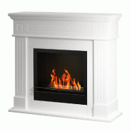 Divina Fire Cheminée au bioéthanol Cambridge au sol en bois blanc 110x37x102h - blanc 8055829981209