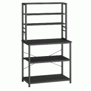 Helloshop26 - Étagère de cuisine avec étagères de rangement 6 crochets cadre en métal pour ustensiles four à micro-ondes style 12_0005647 - mét