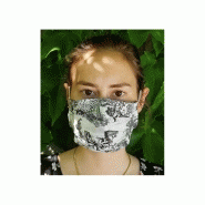 Masque en soie imprimée citadin doublé coton - noir