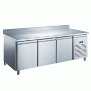 Table réfrigérée inox négative avec évaporateur ventilé - 3 portes - 417 litres - Avec dosseret - GN3201BTX