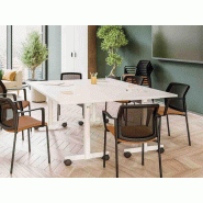 Table rabattable Evolve sur roulettes avec frein et plateau rabattable Table rabattable Evolve sur roulettes avec frein et plateau rabattable