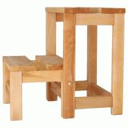 Aranaz MUEBLEAR - Escabeau-tabouret 2 marches finition huilée 32 x 23 x 40cm - beige 11311