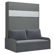 ARMOIRE LIT ESCAMOTABLE BERMUDES SOFA GRIS BANDEAU BLANC CANAPÉ GRIS 160*200 CM