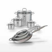 Batterie de cuisine avec 2 poêles 24/28 cm et 5 faitouts 12/14/16/20/26 cm en inox sans PFAS Elo Collection Relief Solution Citrin - gris 31762399406_0