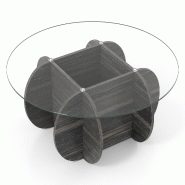 COSTWAY Table basse ronde, diamètre 89 cm, table de salon avec plateau en verre trempé et piètement en bois massif, noir - noir TH32913PW