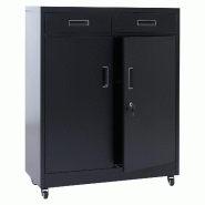 Décoshop26 - Armoire de rangement en métal avec roulettes pratiques pour bureau 116 x 90 x 40 cm en acier noir 04_0008879 - noir métal 3000267198240_0